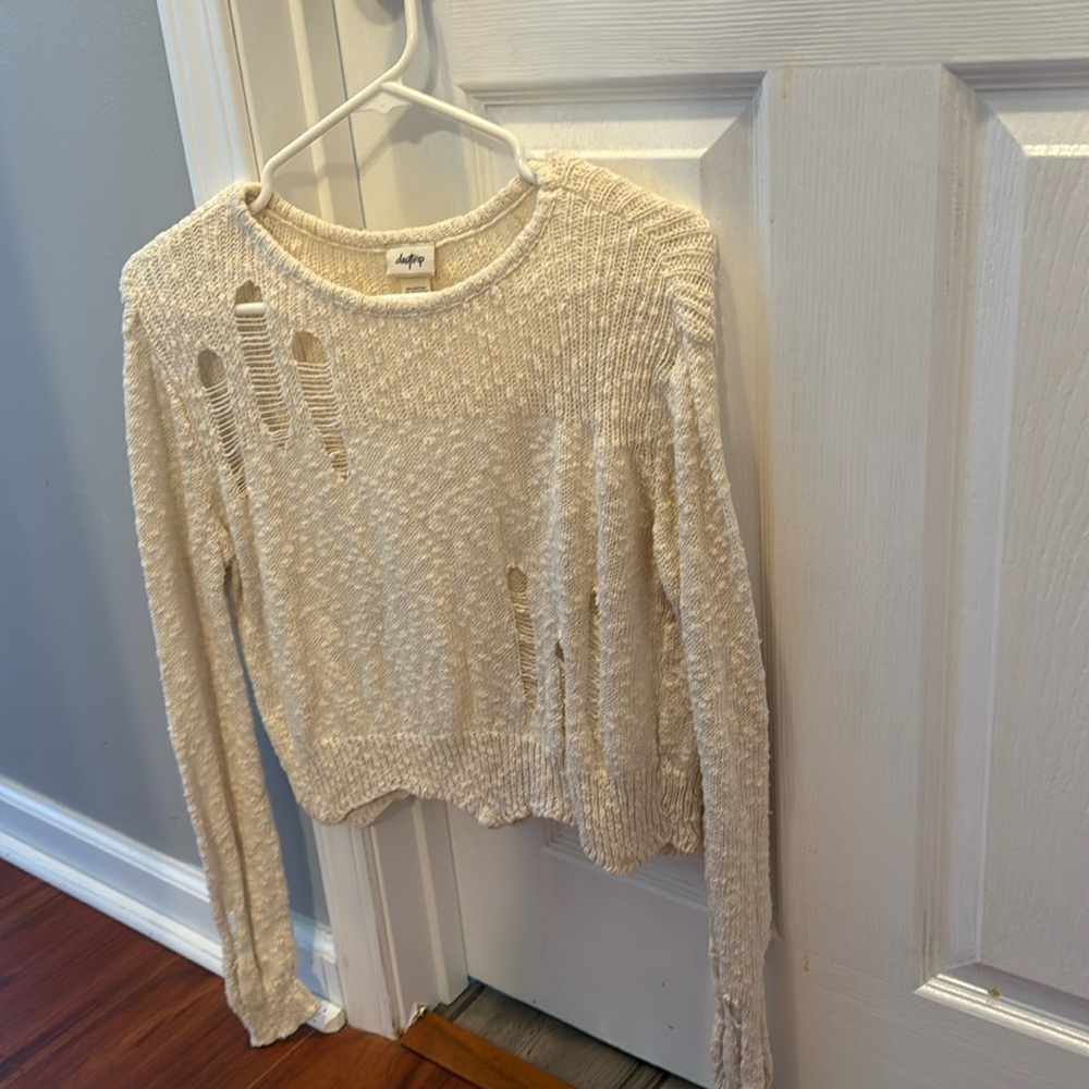 Size small Buckle distressed day trip cream sweater